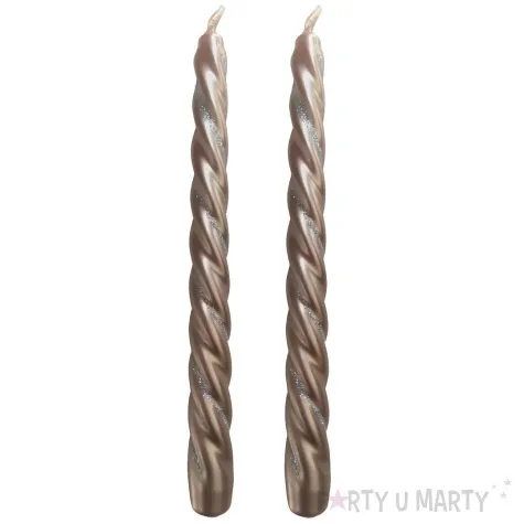 swieczka spiralna stozkowa rose gold z brokatem ravi 2 szt