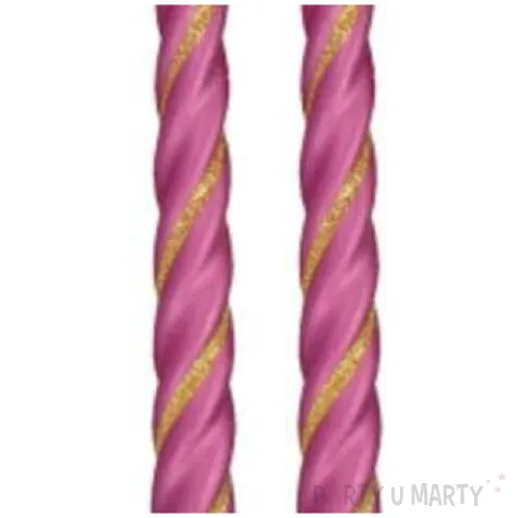 swieczka spiralna stozkowa rozowa z brokatem ravi 2 szt