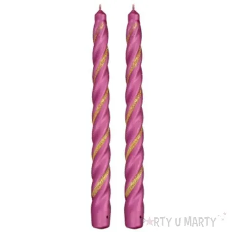 swieczka spiralna stozkowa rozowa z brokatem ravi 2 szt