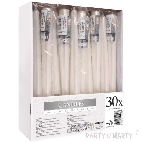 swieczka stozkowa classic perlowa biala bispol