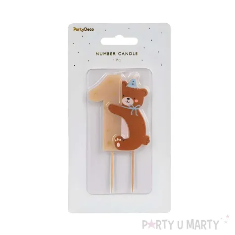 swieczka tortowa na roczek mis dekoracja na tort na 1 urodziny partydeco 11 cm