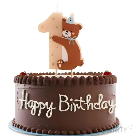 swieczka tortowa na roczek mis dekoracja na tort na 1 urodziny partydeco 11 cm