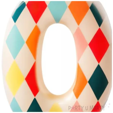 swieczka urodzinowa na tort cyfra 0 dekoracja na urodziny kolorowe romby 8 5 cm