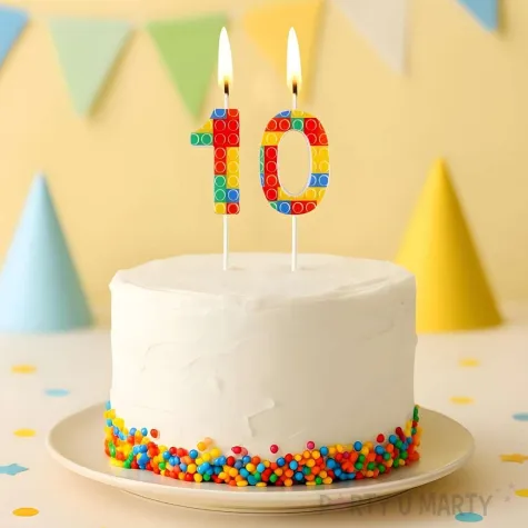 swieczka urodzinowa na tort cyfra 1 klocki dekoracja na urodziny 10 5 cm