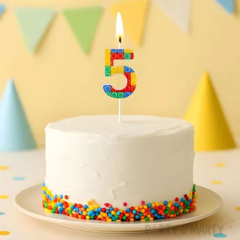 swieczka urodzinowa na tort cyfra 5 klocki dekoracja na urodziny 10 5 cm