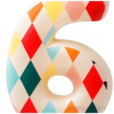 swieczka urodzinowa na tort cyfra 6 dekoracja na urodziny kolorowe romby 8 5 cm