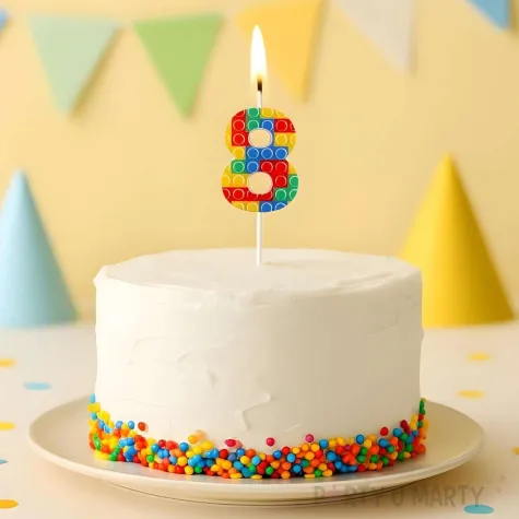 swieczka urodzinowa na tort cyfra 8 klocki dekoracja na urodziny 10 5 cm