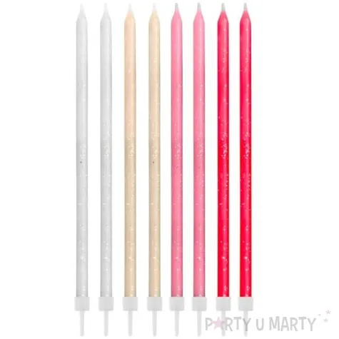 swieczki na tort brokatowe rozowy mix godan 24 szt