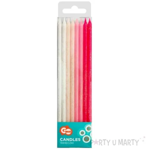 swieczki na tort brokatowe rozowy mix godan 24 szt