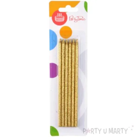 swieczki na tort brokatowe zlote arpex 14 cm 6 szt