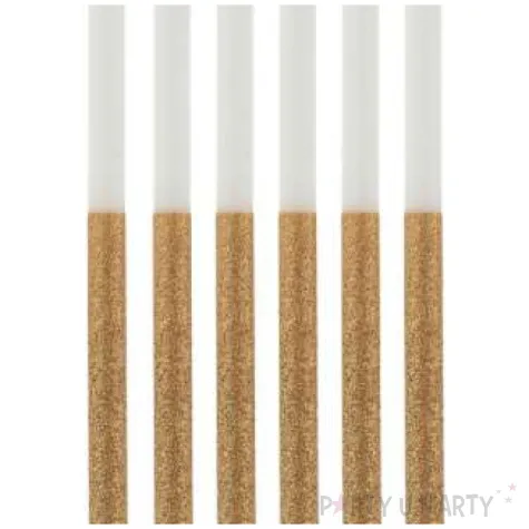 swieczki na tort brokatowe zlote godan 14 5 cm 16 szt