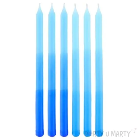 swieczki na tort cieniowane godan niebieskie 6 szt
