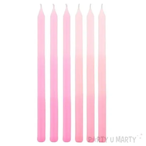 swieczki na tort cieniowane godan rozowe 6 szt