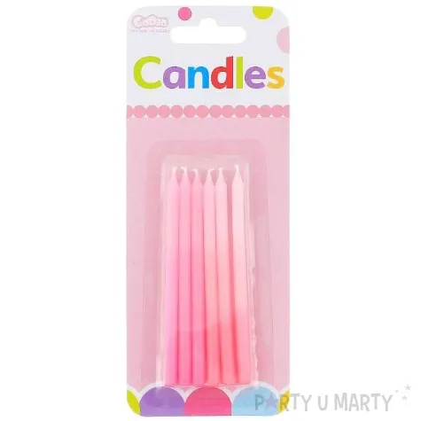 swieczki na tort cieniowane godan rozowe 6 szt