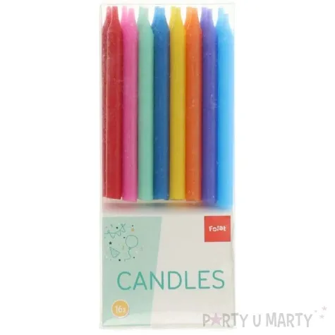 swieczki na tort classic color pop folat 16 cm 16 szt