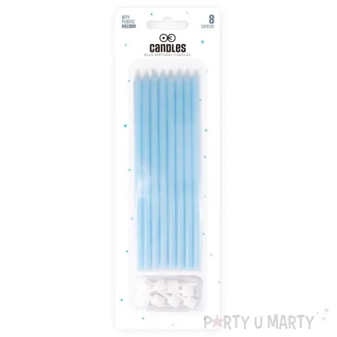 swieczki na tort classic dlugie blekitny partypal 8 szt