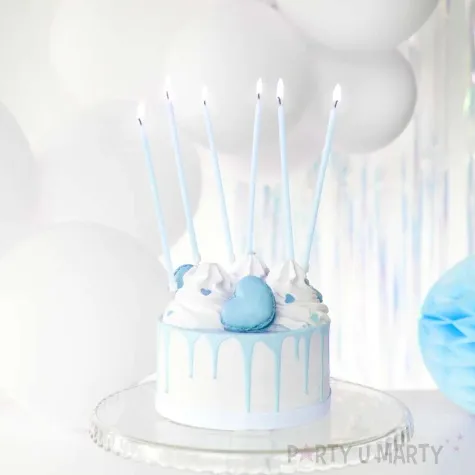 swieczki na tort classic dlugie blekitny partypal 8 szt