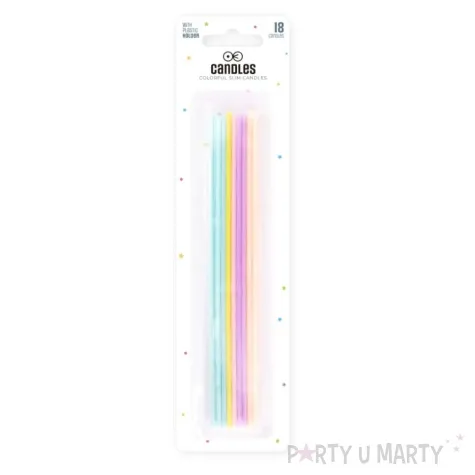 swieczki na tort classic dlugie mix partypal 18 szt