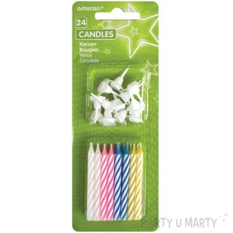 swieczki na tort classic kolorowe amscan 24 szt