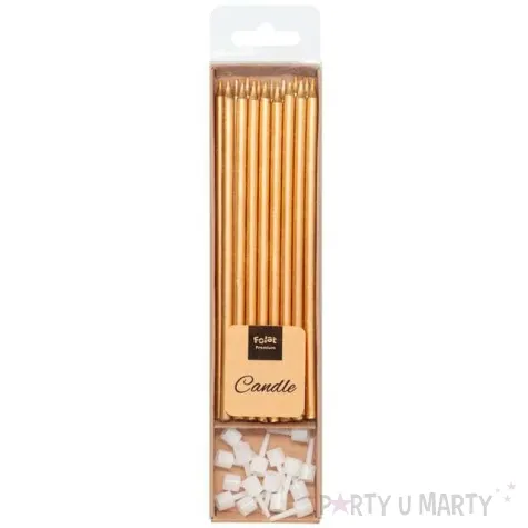 swieczki na tort classic metalic zloty ciemny folat 16 szt