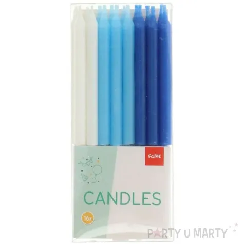 swieczki na tort classic niebieski folat 16 szt