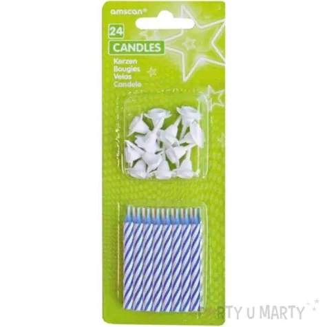 swieczki na tort classic niebieskie amscan 24 szt