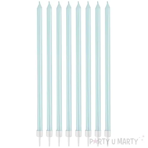 swieczki na tort classic perlowe niebieski jasny godan 8 szt