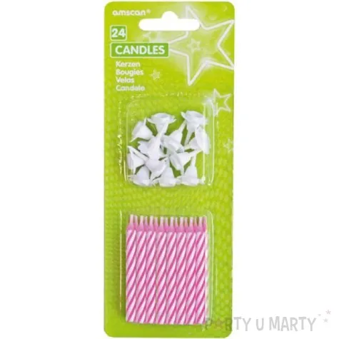 swieczki na tort classic rozowe amscan 24 szt