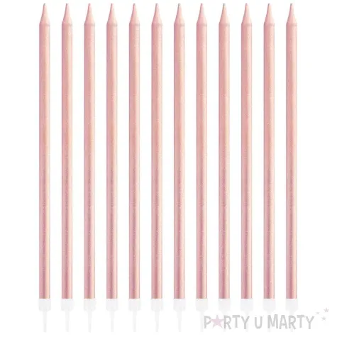 swieczki na tort classic rozowe zloto partypal 13 5 cm 12 szt
