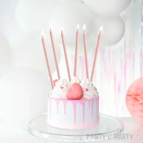 swieczki na tort classic rozowe zloto partypal 13 5 cm 12 szt