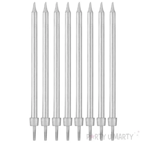 swieczki na tort classic srebrne godan 8 szt