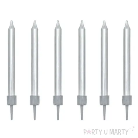 swieczki na tort classic srebrne partydeco 6 szt