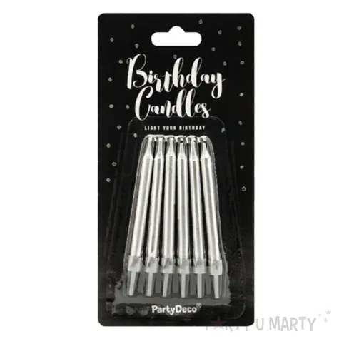 swieczki na tort classic srebrne partydeco 6 szt