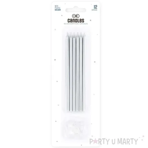 swieczki na tort classic srebrny partypal 13 5 cm 12 szt