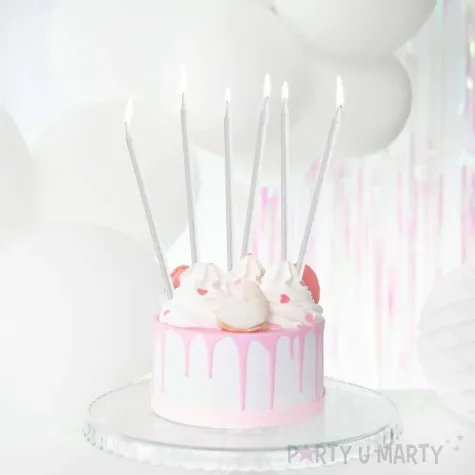 swieczki na tort classic srebrny partypal 13 5 cm 12 szt