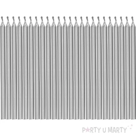 swieczki na tort glamour set srebrny folat 10 cm 24 szt