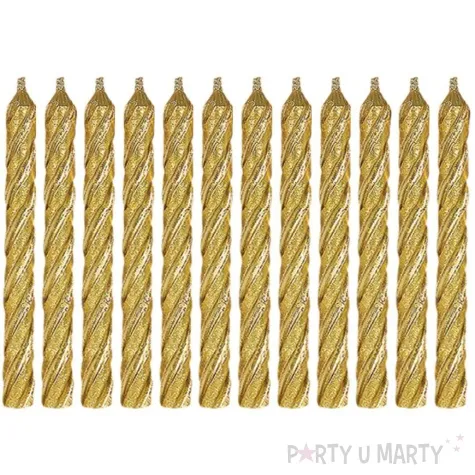 swieczki na tort golden swirl zlote amscan 12 szt