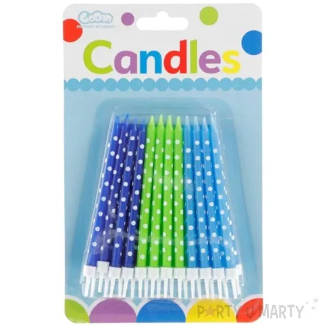 swieczki na tort grochy boy niebiesko zielone godan 24 szt