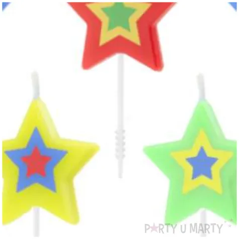 swieczki na tort gwiazdki mix partypal 5 szt
