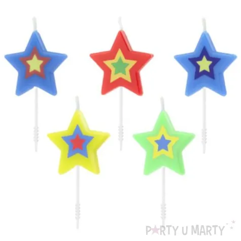 swieczki na tort gwiazdki mix partypal 5 szt