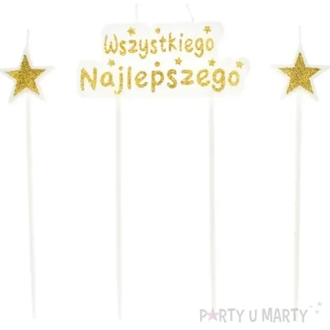 swieczki na tort gwiazdki wszystkiego najlepszego zlote partypal 3 szt