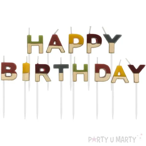 swieczki na tort happy birthday comfy cozy zloty folat 13 szt