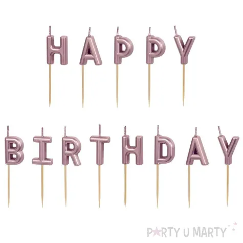 swieczki na tort happy birthday rose gold partydeco 7 cm 13 szt
