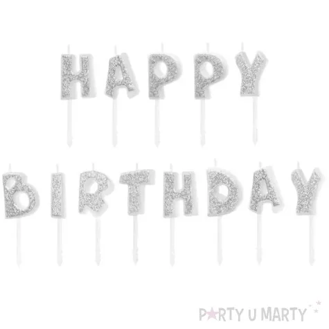swieczki na tort happy birthday srebrne partypal