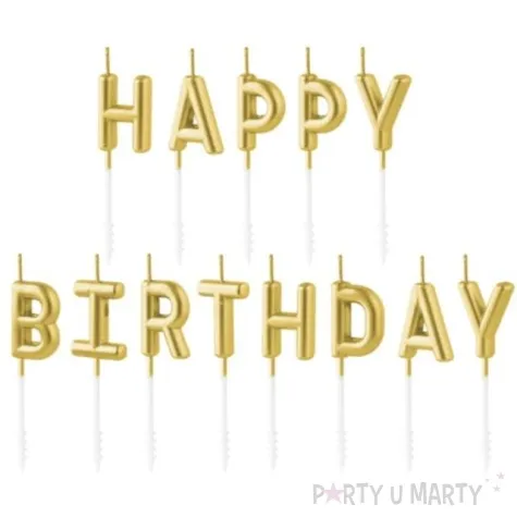 swieczki na tort happy birthday zlote partypal 7 cm