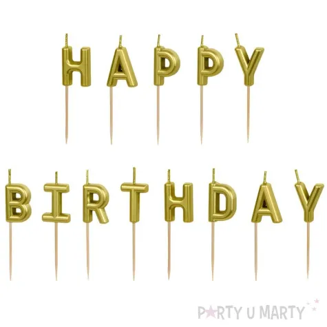 swieczki na tort happy birthday zloty partydeco 7 cm 13 szt