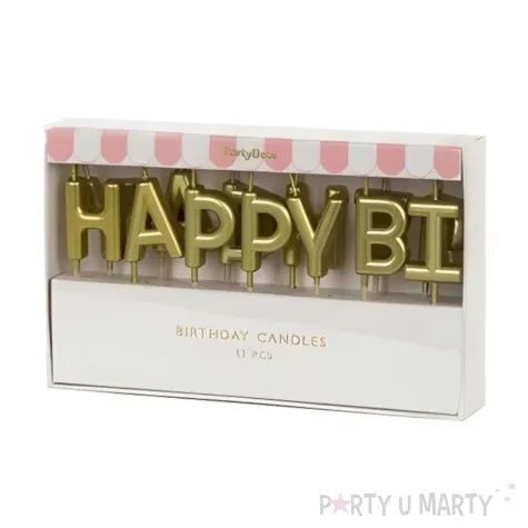 swieczki na tort happy birthday zloty partydeco 7 cm 13 szt