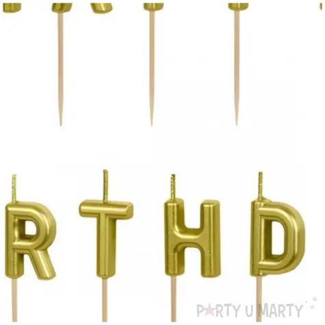 swieczki na tort happy birthday zloty partydeco 7 cm 13 szt