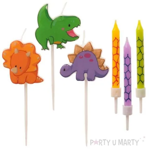 swieczki na tort happy dinozaur kolorowe dekora 6 szt