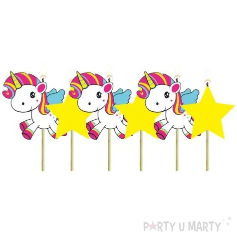 swieczki na tort jednorozec i gwiazdki folat 6 szt